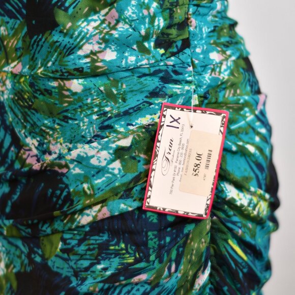 NWT - DOTS Tropical Strapless summer stretchy sundress Turquoise, Size 1X - Picture 4 of 5